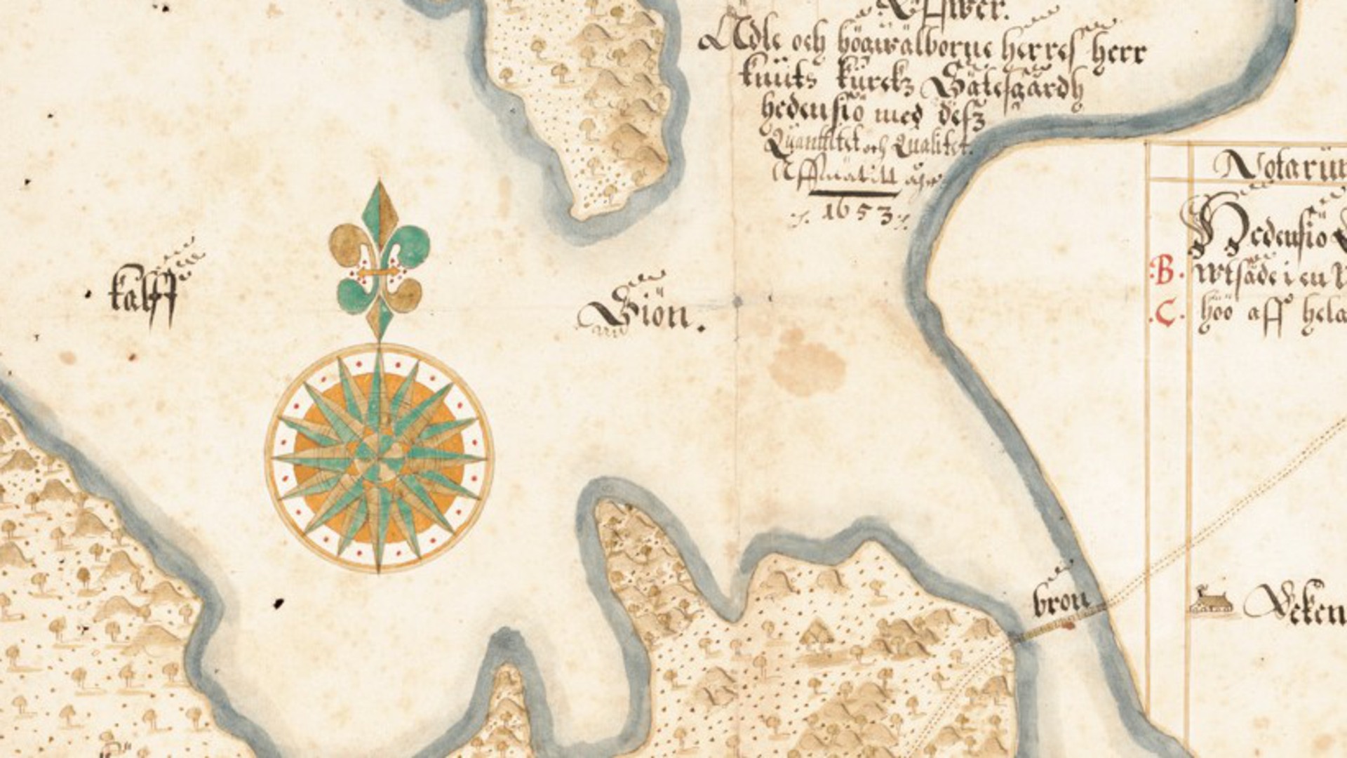 Illustrerad karta över Hedensö ladugård i Näshulta socken